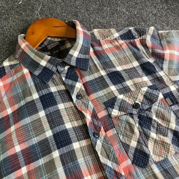 Outdoor Research Shirt Mens Medium Plaid Short Sleeve Pocket Hiking Lightweight - Picture 1 of 7